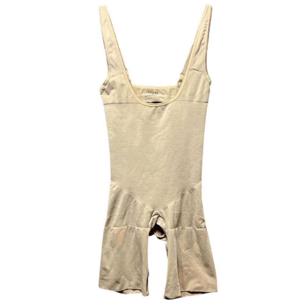 ASSETS by Spanx Shaping Bodysuit Open‎ Gusset Beige Shapewear Large